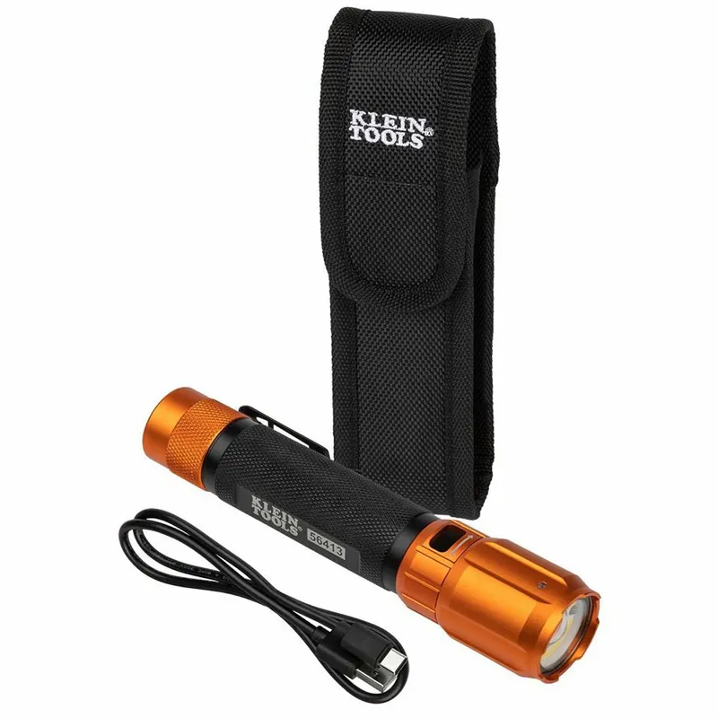 SK0460300-US20260702-105043-0 Klein Tools 56413 Rechargeable 2-Color LED Flashlight with Holster - Image 1