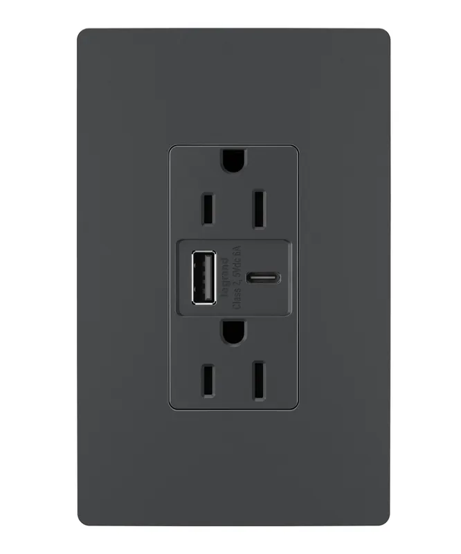 Legrand R26USBAC6G P&S R26USBAC6G RAD A/C FAST CHARGE USB + 15A REC GR