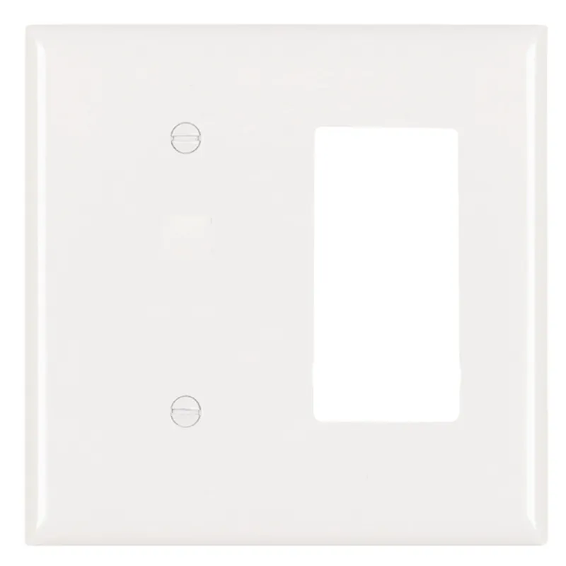 Pass & Seymour SP1426W Combination Wall Plate, 1 Blank & 1 Decorator, Two Gang, White