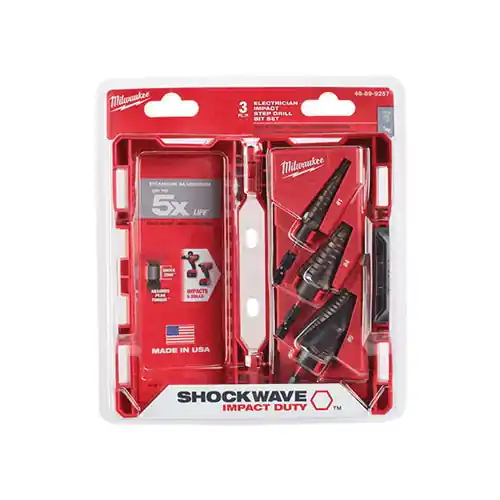 Milwaukee 48-89-9257 3 Piece Titanium Aluminum Nitride (TiAIN) Coated Step Drill Bit Set