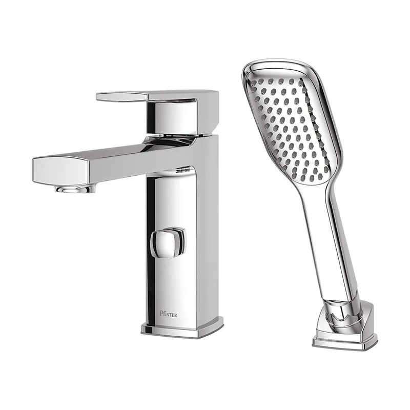 SK0461846-US20260702-105043-0 Pfister RT62DAC Deckard Single Control 2-Hole Roman Tub Faucet with Hand Shower Polished Chrome - Image 1