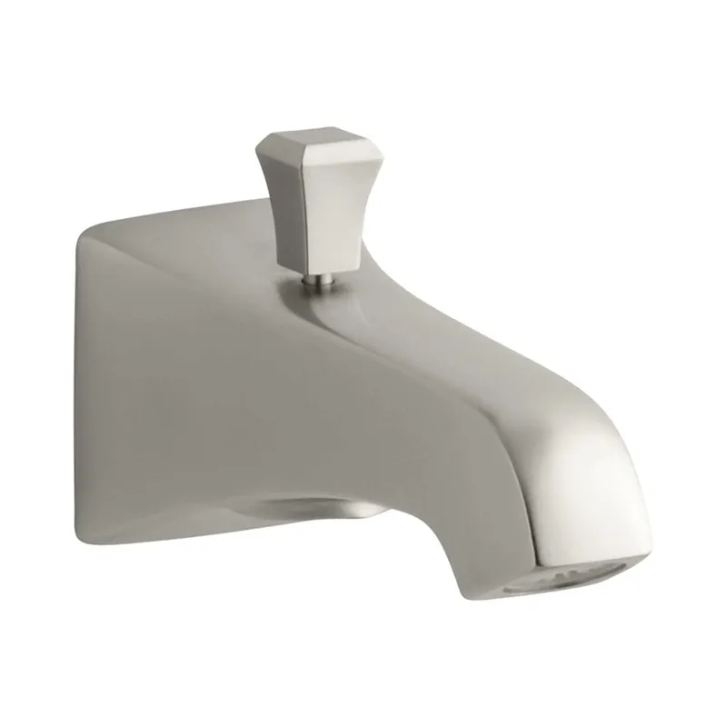 Kohler 087206892943 Memoirs Stately Wall-Mount 6 Diverter Bath Spout with Deco Lift Knob Brushed Nickel