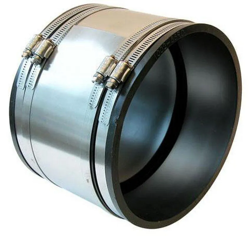Fernco 1051-44RC 4 in. Clamp Plastic Coupling with Stainless Steel Band
