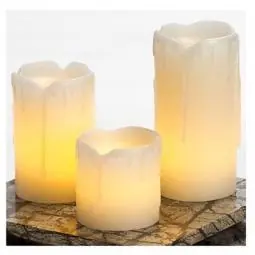 TRUE VALUE CG19512CR Inglow Flameless Candle, Mini Pillar, Cream Wax With Melted Top, 3-Pk.