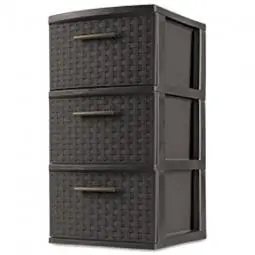 TRUE VALUE 26306P02 Sterilite Storage Tower 3 Drawer Espresso Weave 15 x 12 x 24-In.
