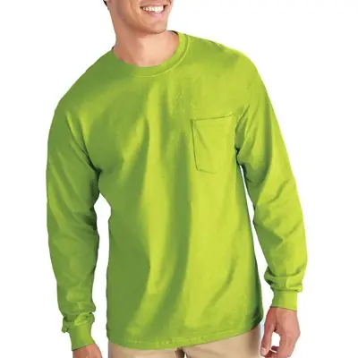 SK0464730-US20260702-105043-0 True Value G2410GRN-M Pocket T-Shirt Long Sleeve Safety Green Medium - Image 1