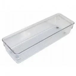 TRUE VALUE 52430 InterDesign Linus Drawer Organizer, Clear/Chrome Plastic, 3 x 9 x 2-In.