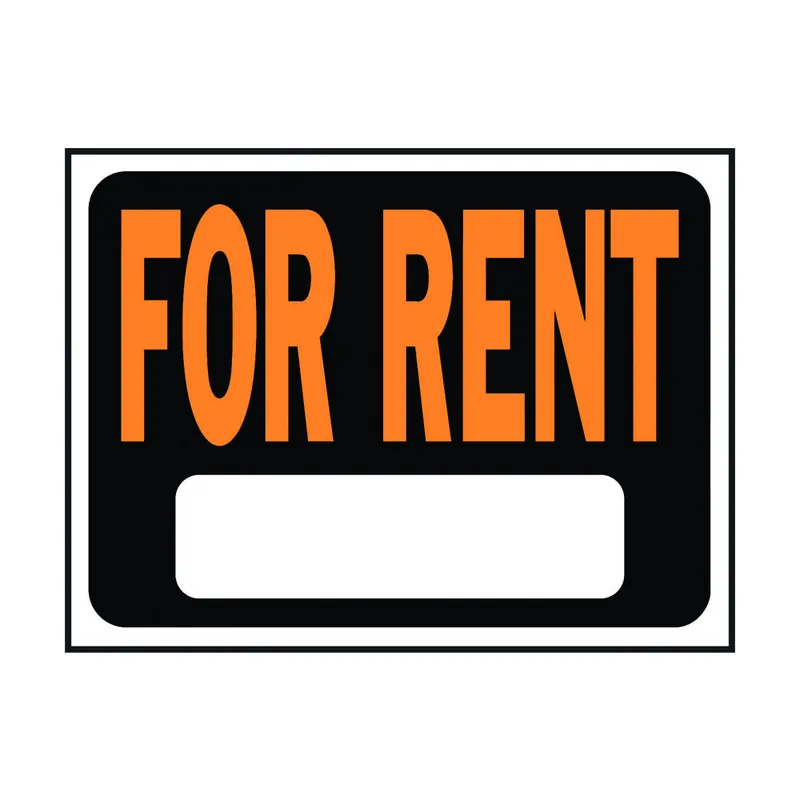 TRUE VALUE 3005 9 x 12-Inch Hy-Glo Orange/ Black Plastic For Rent Sign