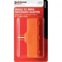 TRUE VALUE 699BPCC5 Pass & Seymour - Legrand Orange Heavy-Duty Triple Outlet Tap Grounding Adapter