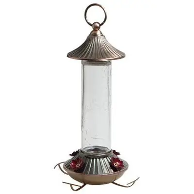 True Value NA35240 Audubon Bird Feeder, Hummingbird, Embossed Glass, 14-oz.
