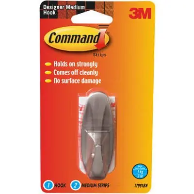 SK0470325-US20260702-105043-0 TRUE VALUE 17081BN Command Medium Nickel Faux Designer Hook - Image 1
