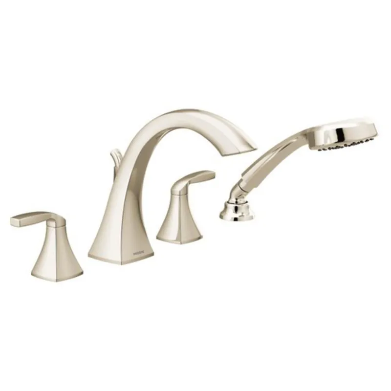 SK0472277-US20260702-105043-0 Moen T694NL Voss 2 Handle Roman Tub Faucet with Handshower in Polished Nickel (Trim Only) - Image 1