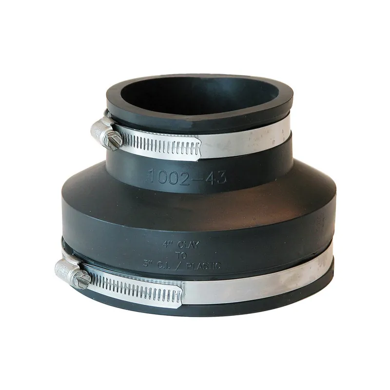TRUE VALUE P1002-43 Clay Pipe Reducing Flexible Coupling With 2 Stainless Steel Clamps
