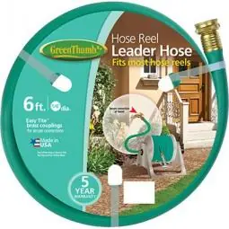 TRUE VALUE 887-6 Green Thumb Hose Reel Leader Hose, 6-Ft. Replacement MPN