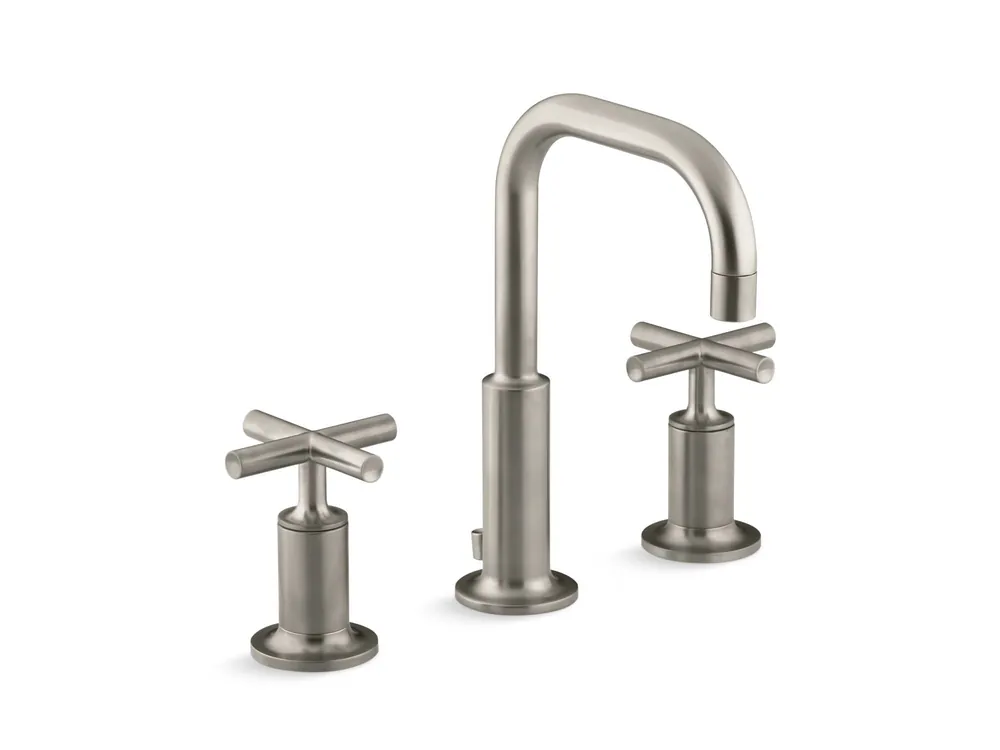 SK0474376-US20260702-105043-0 Kohler 087206749445 Purist Widespread Bathroom Sink Faucet with Low Cross Handles and Low Gooseneck Spout Brushed Nickel - Image 1