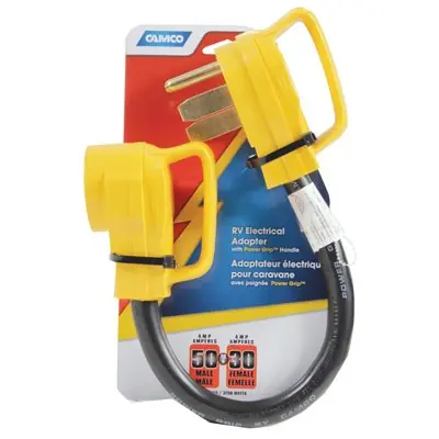 TRUE VALUE 55173 Camco RV PowerGrip Electric Adapter, 50A Male to 30A Female, 18-In.
