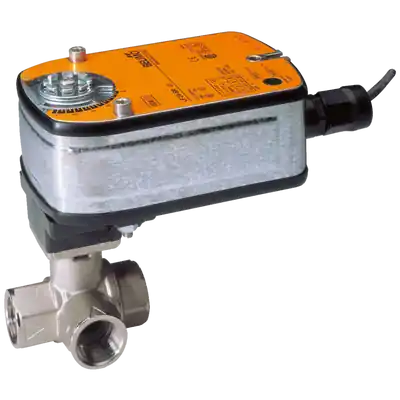 Belimo B315L+LF24-MFT Ball Valve 0.5 3 Way 6.4 Cv w/ Spg Rtn 24V MFT