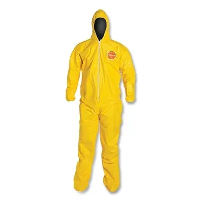 SK0477544-US20260702-105043-0 DuPont QC122SYL2X001200 Tychem 2000 Coverall, Serged Seams, Attached Hood and Socks, Elastic Wrists, Zipper Front, Storm Flap, Yellow, 2X-Large - Image 1