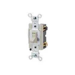 Leviton 54504-2I 4-Way Framed AC Quiet Toggle Switch, 120/277 VAC, 15 A, 1/2, 2 hp