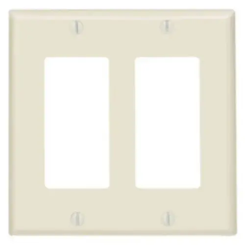 Leviton 80409-T 2-Gang Decora Wall Plate Standard Size Thermoset Light Almond