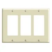 Leviton 80411-I Decora Faceplate Unloaded Triple Gang Ivory