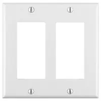 Leviton 80409-W 2-Gang Decora Wallplate, Standard Size, Thermoset, White