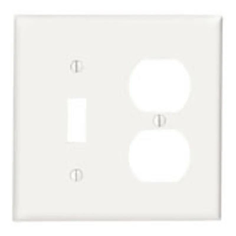 SK0478006-US20260702-105043-0 Leviton 88005 2-Gang Combination Toggle Switch / Duplex Receptacle Wallplate, Standard Size - Image 1
