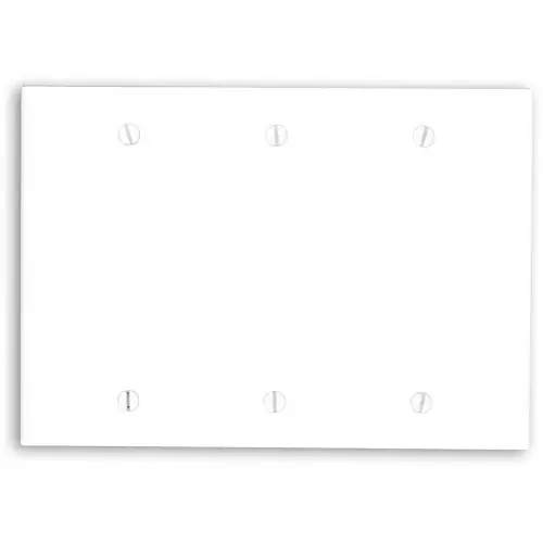 Leviton 88033 3-Gang Blank Wall Plate Standard Size Thermoset White