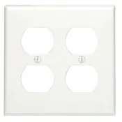 Leviton 88016 2-Gang Duplex Receptacle Wall Plate Standard Size Thermoset White