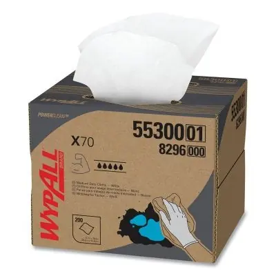 Kimberly-Clark Professional 55300 WypAll X70 Cloths White 11.1 in W x 16.8 in L 200 Sheets/Unit