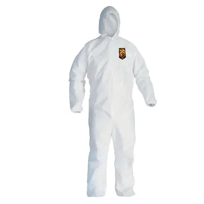 SK0478699-US20260702-105043-0 Kimberly-Clark Professional 41505 KleenGuard A45 Breathable Liquid & Particle Protection Elastic Wrist/Ankle Coveralls, White, L, Hood/Fr Zipper - Image 1