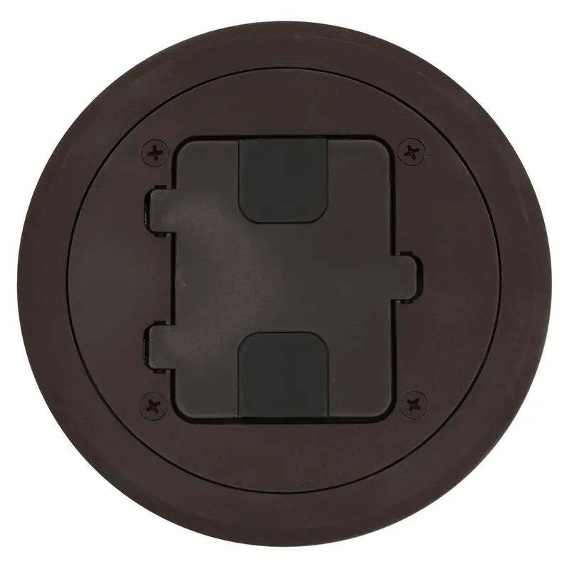 Hubbell RF406BN NEMA 5-15R Chestnut Brown Thermoplastic Flange and Hinged Door Cover Assembly