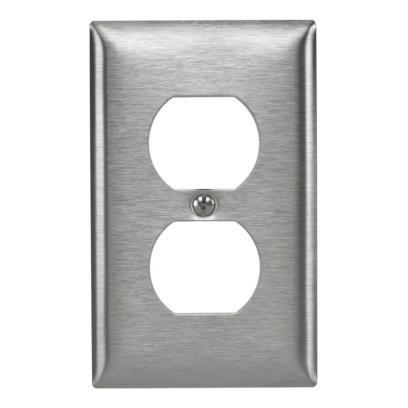 SK0479818-US20260702-105043-0 Hubbell SS8L 1-Gang Stainless Steel 1-Duplex Receptacle Strap Mount Wallplate - Image 1