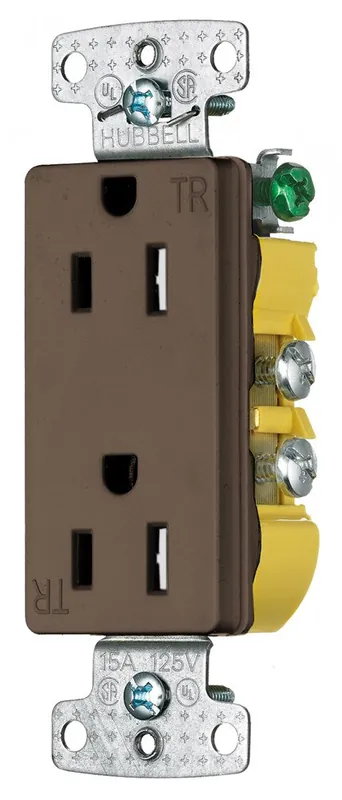 Hubbell RRD15STR Decorator Duplex Receptacle 15 Amp 125 Volt NEMA 5-15R