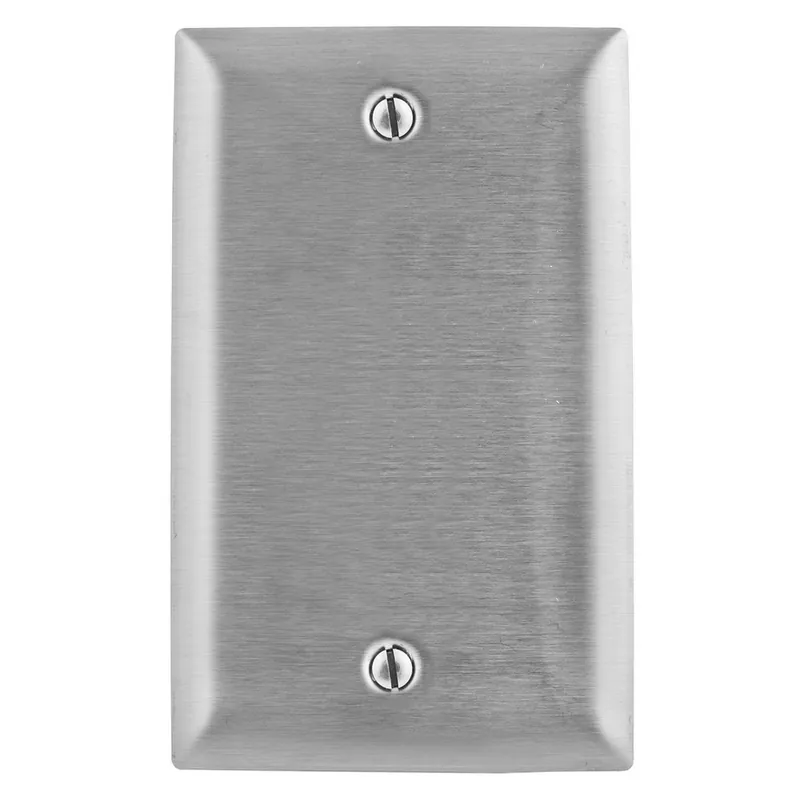 SK0480003-US20260702-105043-0 Hubbell SS13L 1-Gang Stainless Steel 1-Blank Box Mount Wallplate - Image 1