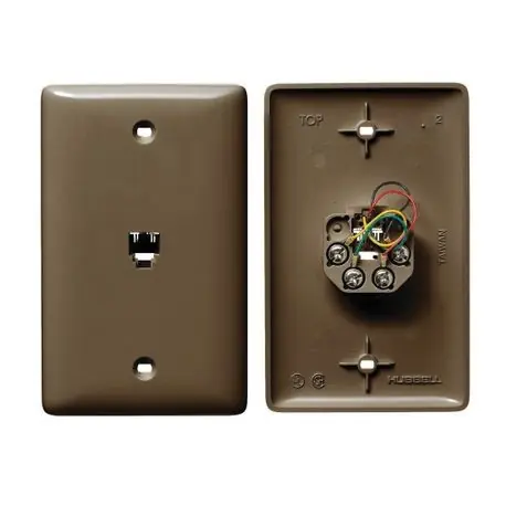 SK0480020-US20260702-105043-0 Hubbell NS730 PREMISE WIRING netSELECT® Molded-In Plate With 6-Position, 4-Conductor Jack, 1 Gang, Threaded Mount, Thermoplastic - Image 1
