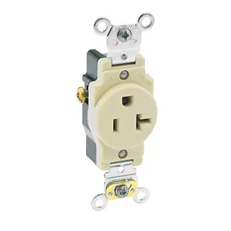 Leviton 5351-I 125 Volt 20 Amp 2-Pole 3-Wire NEMA 5-20R 1 Hp Ivory Thermoplastic Nylon Straight Blade Receptacle