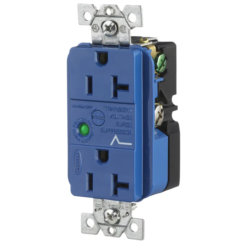 Hubbell Wiring Device-Kellems HBL5360SA 20 Amp 125 Volt 2-Pole 3-Wire NEMA 5-20R Blue Duplex Surge Suppression Receptacle