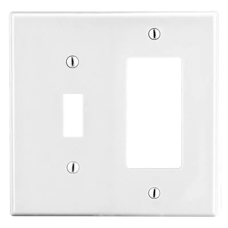 Hubbell PJ126W 2-Gang Combo Wallplate Toggle Decorator Mid-Size Replacement MPN