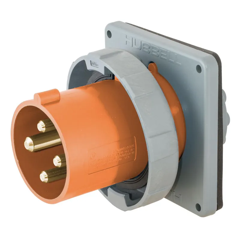 SK0481080-US20260702-105043-0 Hubbell HBL4100B12W 100 Amp 125/250 Volt 3-Pole 4-Wire Watertight IEC Pin and Sleeve Inlet - Image 1