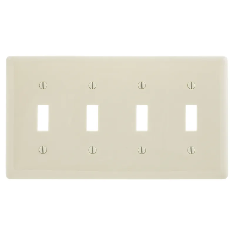 Hubbell NP4LA 4-Gang Light Almond Nylon Standard 4-Toggle Switch Wallplate