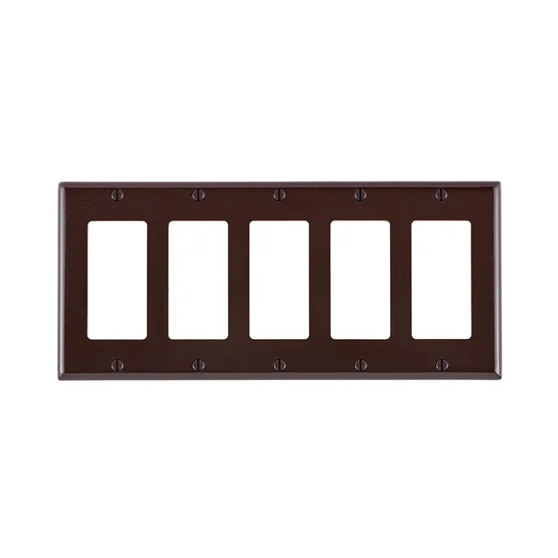Leviton 80423 5-Gang Smooth Brown Thermoset Device Mount Standard Decorator Wallplate