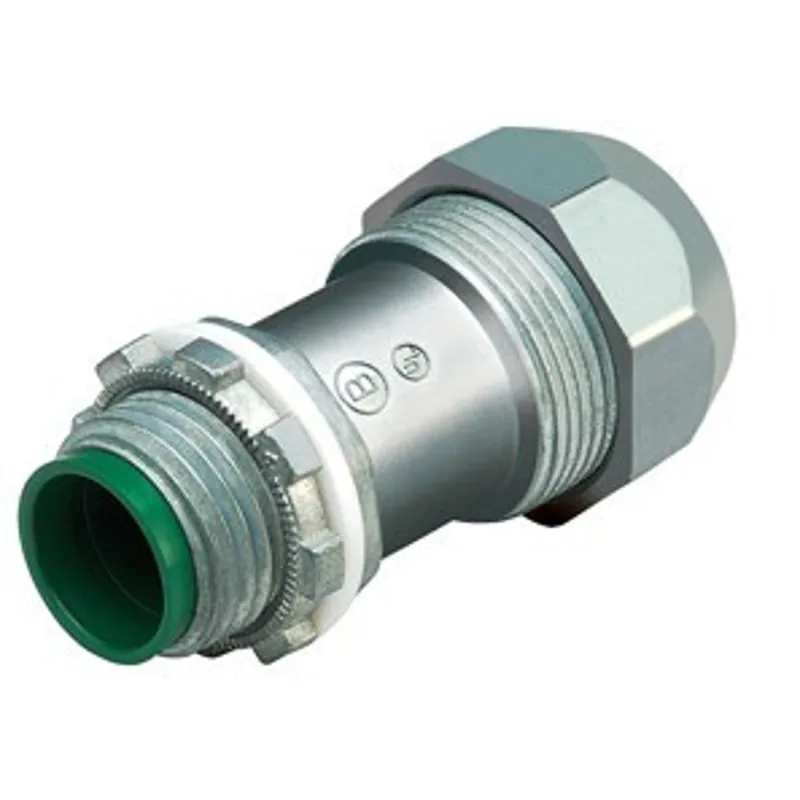 Bridgeport 595-DCI2 Mighty-Seal Jacketed MC Cable Connector 3/8 PVC MC/TECK Cable Connector, Zinc Die Cast with Insulated Throat