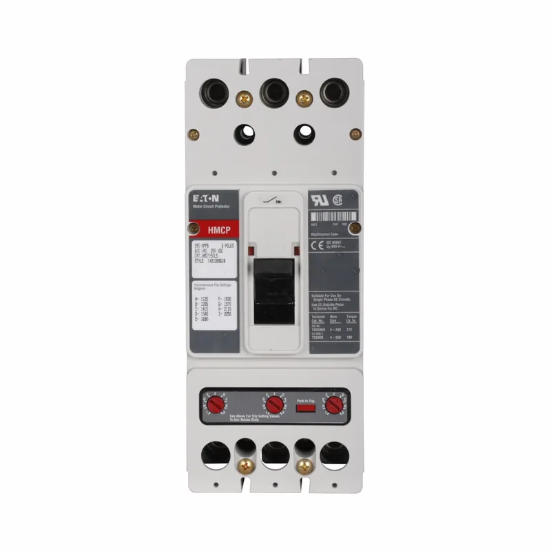 Eaton HMCP250W5C 600 VAC 250 VDC 250 Amp 3-Pole Magnetic Molded Case Circuit Breaker