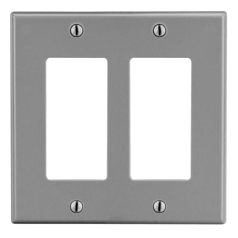 Hubbell P262GY Wallplate, Standard, 2 Gangs, 4.63 in L x 4.69 in W