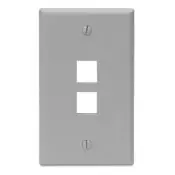 Leviton 41080-2GP Single-Gang QuickPort Wall Plate, 2-Port, Grey