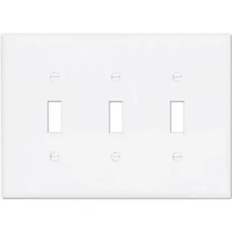 EATON 2041W-BOX Eaton Wiring Devices 2041W-BOX Mid-Sized Toggle Switch Wallplate 3 Gangs 4.87 in H x 6.75 in W