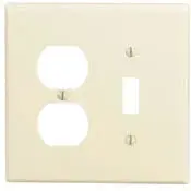 Leviton 80505-I 2-Gang 1-Toggle 1-Duplex Device Combination Wallplate, Midway Size, Ivory