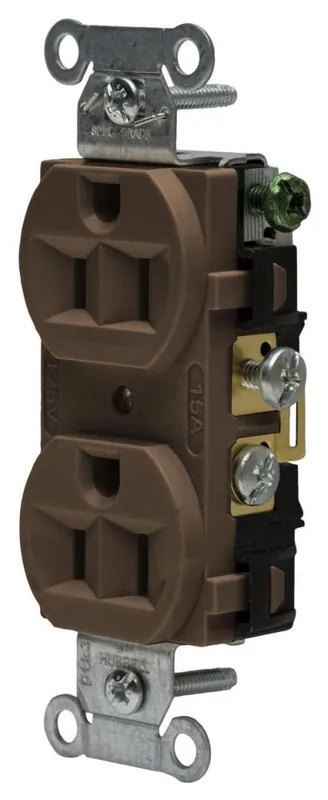 SK0483786-US20260702-105043-0 Hubbell CRF15 Wiring Device-Kellems 1-Phase Duplex Finder Groove Face Self-Grounding Standard Traditional Screw Mount Receptacle - Image 1