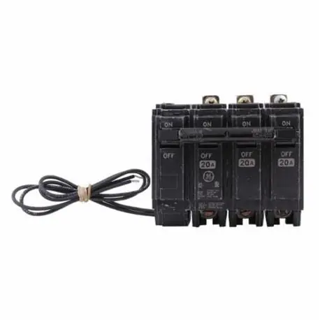 SK0483794-US20260702-105043-0 GE THQB32090ST1 Q-Line Type THQB Molded Case Circuit Breaker With 120 VAC Factory Installed Shunt Trip, 240 VAC, 90 A, 10 kA Interrupt, 3 Poles, LI/Fixed Thermal Magnetic/Non-Interchangeable/Shunt Trip - Image 1